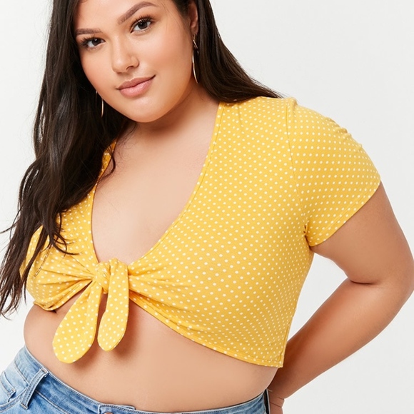 Poka dot front tie top - Picture 1 of 5